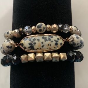 1726 Sophisticated Black and Gold Stretch Bracelets
